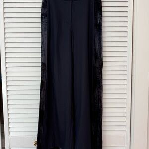 Navy J Crew wool Wide-Leg pants with velvet border